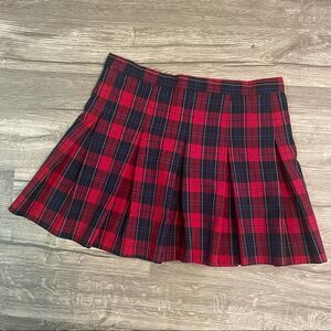 2/$30 EDUCATIONAL OUTFITTERS Red Blue Plaid Pleated Skirt